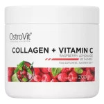 OstroVit Collagen + Vitamin C 200 g - málnás limonádé mentával