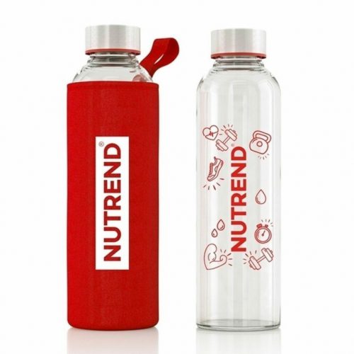 Nutrend Glass Bottle red with cover 800ml - üvegkulacs